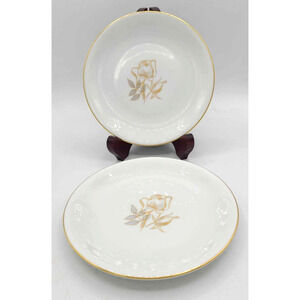 Vintage KPM Krister Germany ~ 2 Saucers ~ Gold Rose Design.